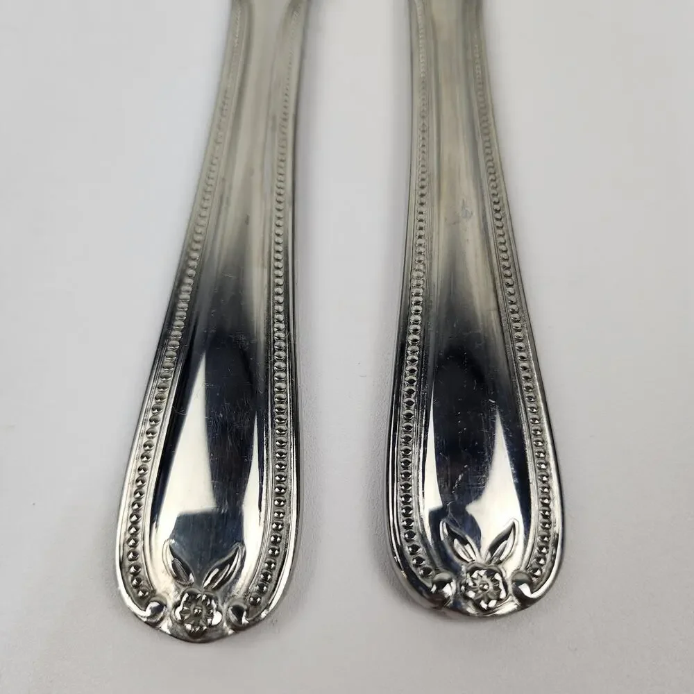 2 Temp-Tations 18/10 by Tara Old World Bead Stainless Butter Dinner Knives
